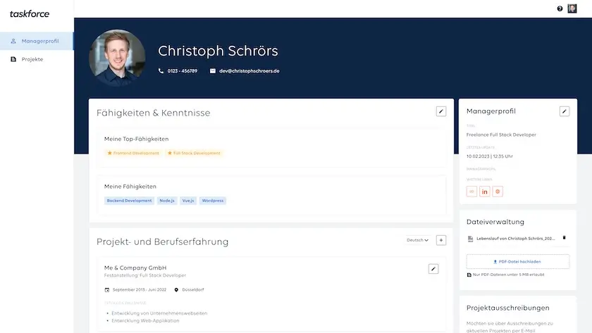 Taskforce Interim-Management Plattform